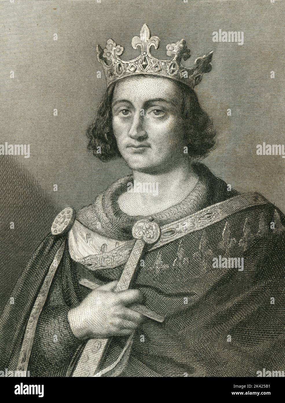 Portrait du roi de France Louis IX, alias Saint Louis, 1800 ca. Banque D'Images
