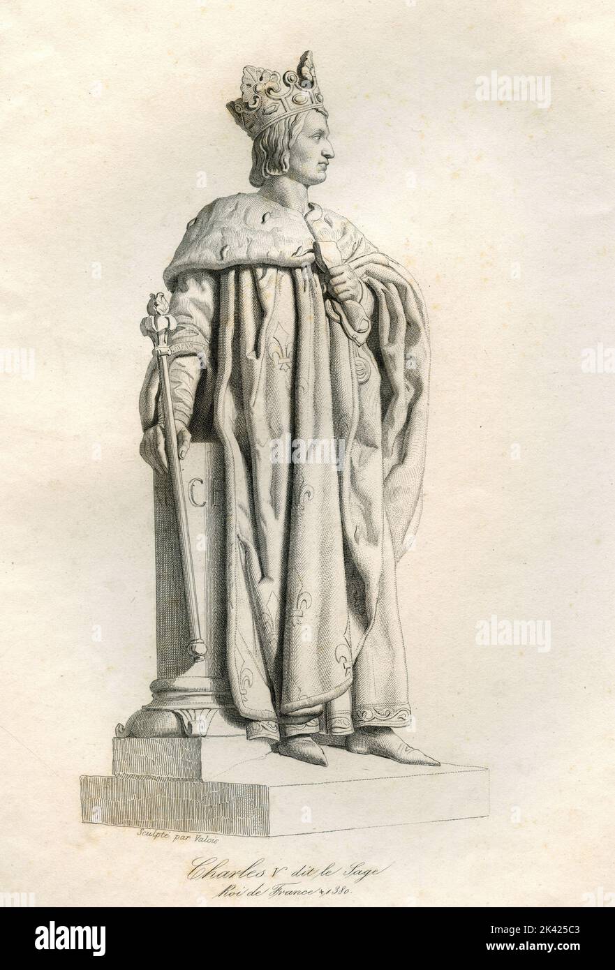 Portrait du roi de France Charles V, alias le Sage, empereur Saint-Romain, 1800 ca. Banque D'Images