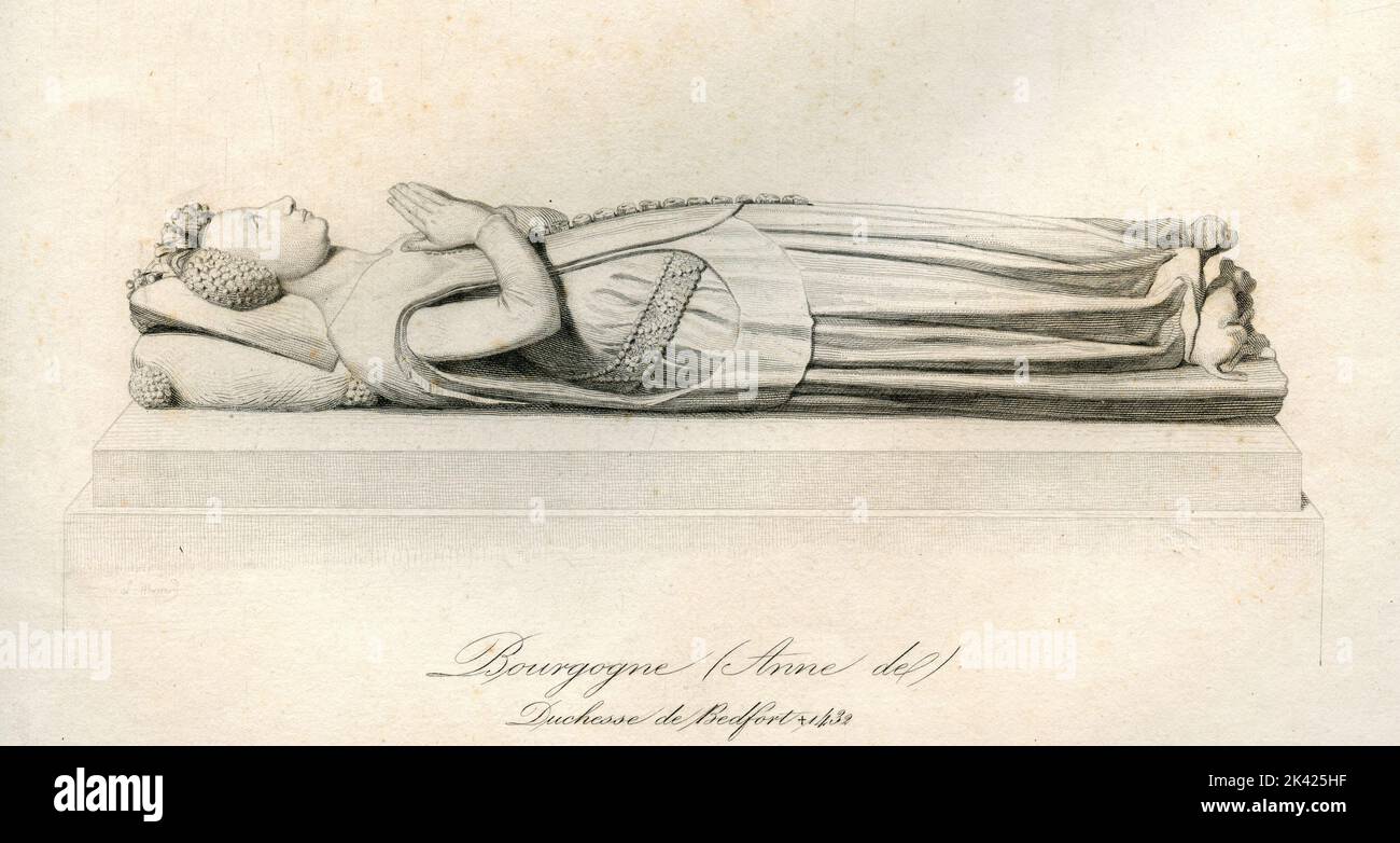 Portrait funéraire de la noble française Anne de Bourgogne, Duchesse de Bedford, 1800 ca. Banque D'Images