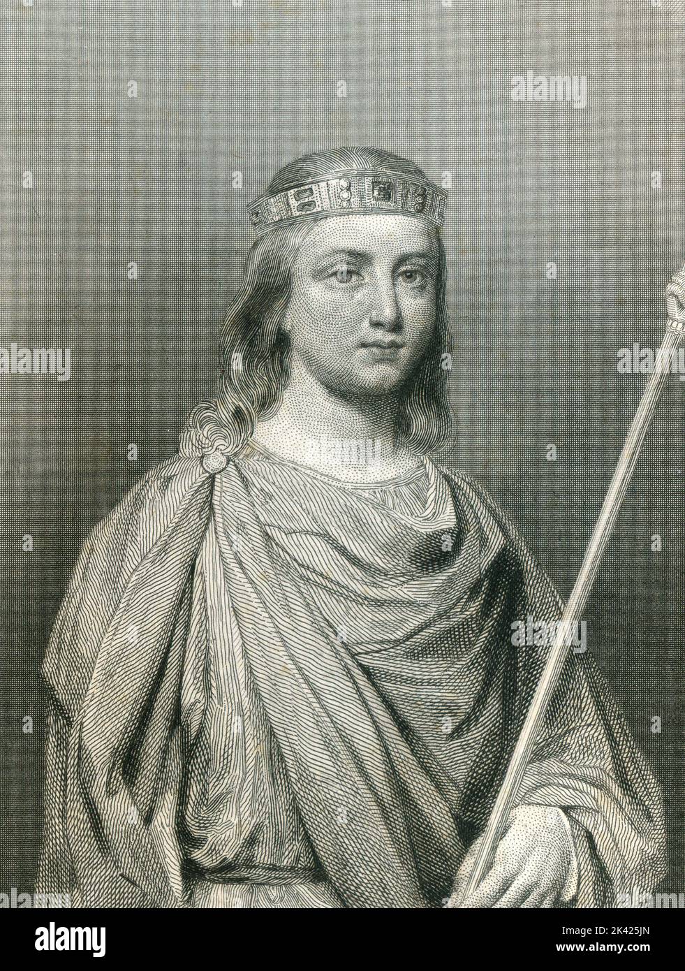 Portrait de Clovis III, Roi mérovingien de Francs, 1800 ca. Banque D'Images
