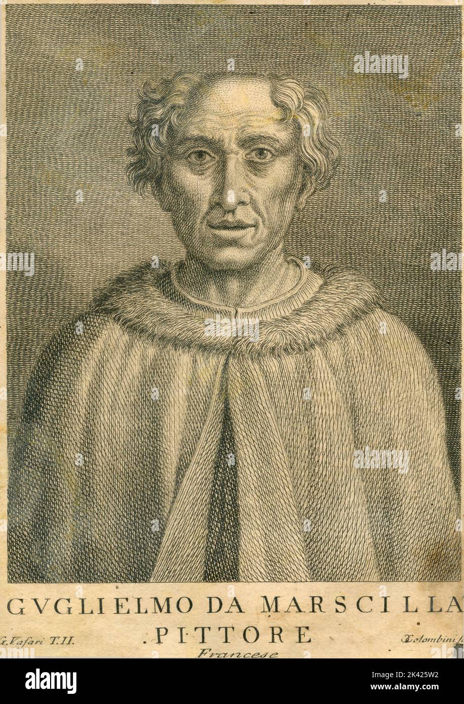 Portrait du peintre français Guillaume de Marcillat, artiste vitrail, 1700 ca. Banque D'Images