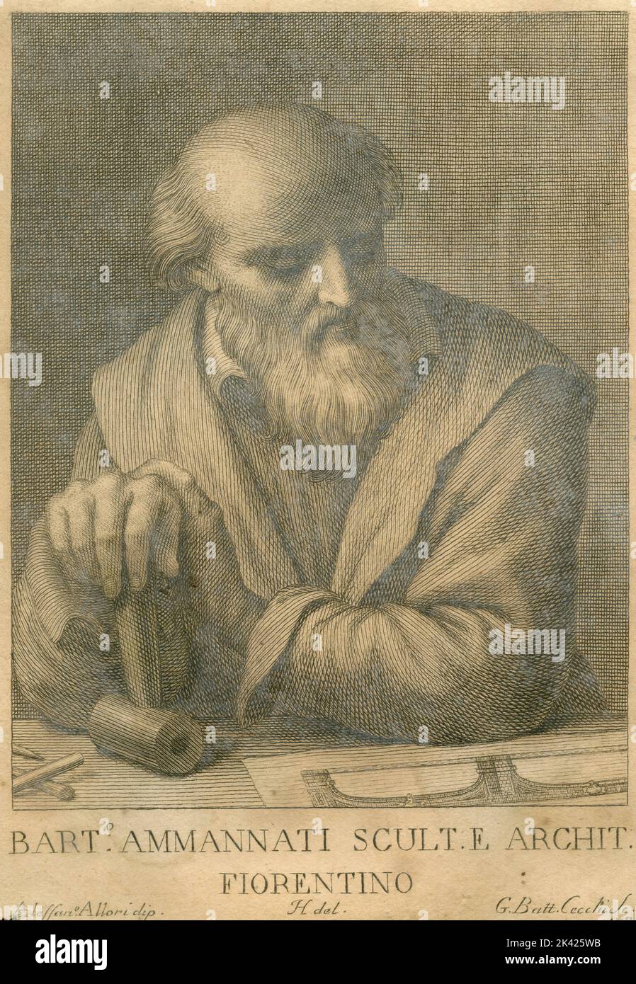 Portrait du sculpteur italien et architecte Bartolomeo Ammannati, 1700 ca. Banque D'Images