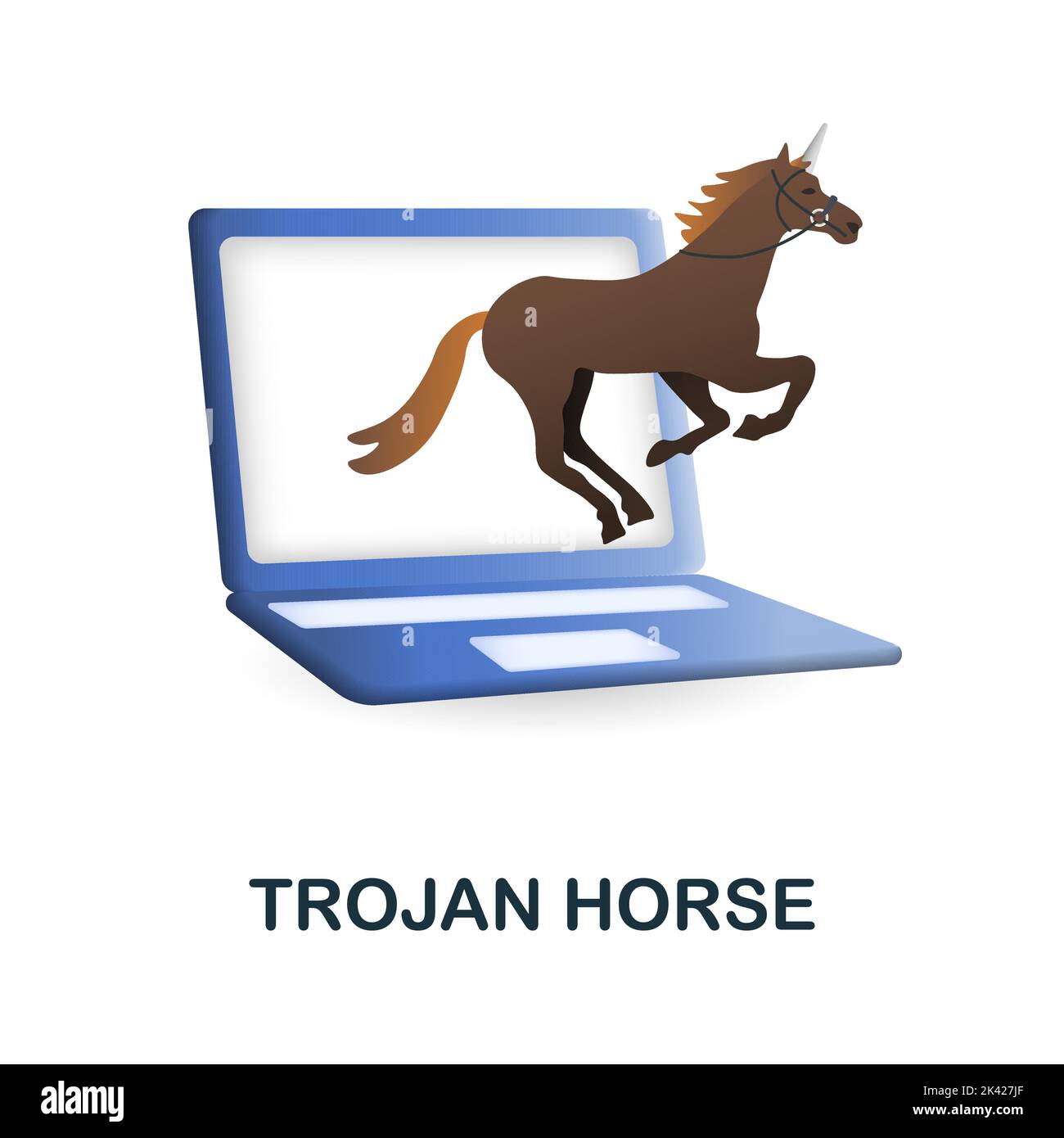 Icône cheval de Troie. 3d illustration de la collecte de cybercrimes. Icône Creative Trojan Horse 3D pour la conception Web, les modèles, les infographies et plus encore Illustration de Vecteur