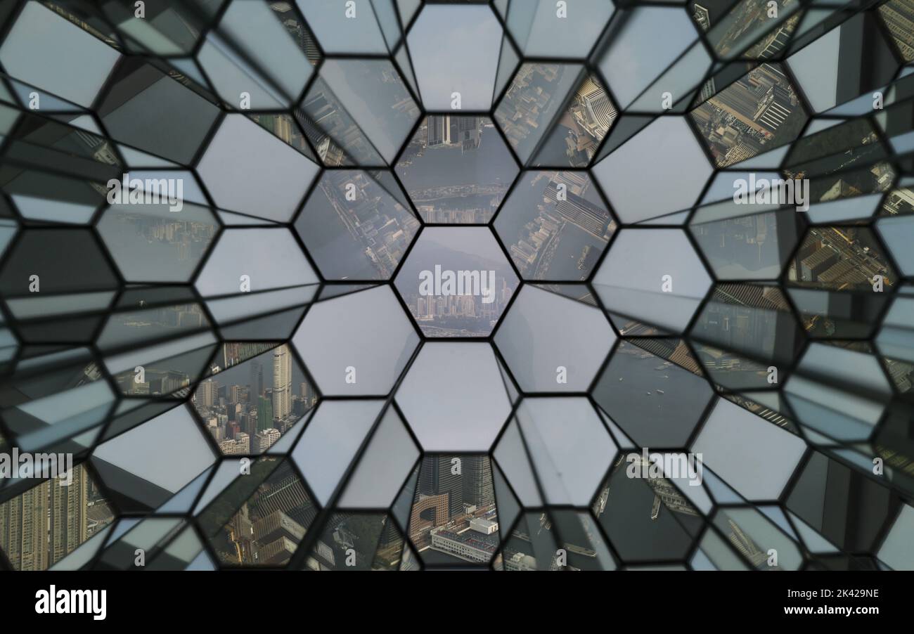 Une vue à travers le kaléidoscope depuis la terrasse d'observation de