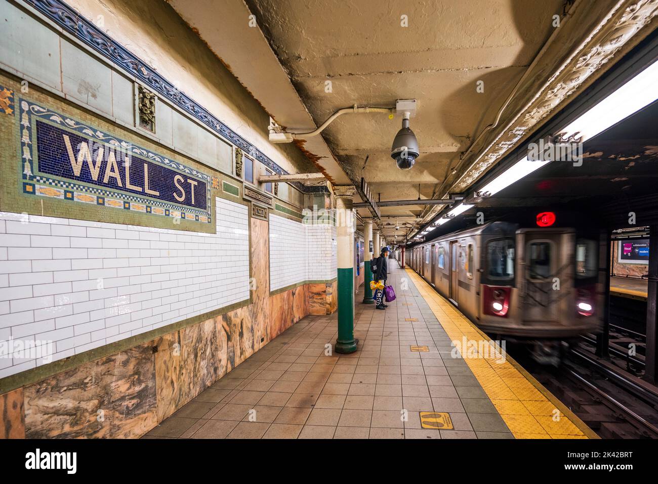 Station de métro Wall Street, Manhattan, New York, Etats-Unis Banque D'Images