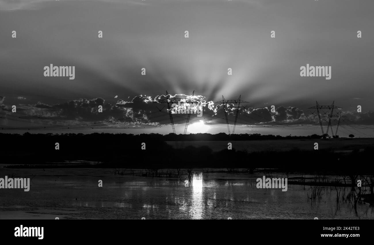 Coucher de soleil de Pampa , dans la province de Patagonia Argentine. Banque D'Images