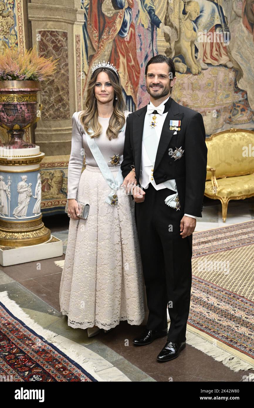 La princesse Sofia et le prince Carl Philip arrivent à un dîner au Palais de Stockholm 29 septembre 2022. Photo: Henrik Montgomery / TT / Kod 10060 Banque D'Images
