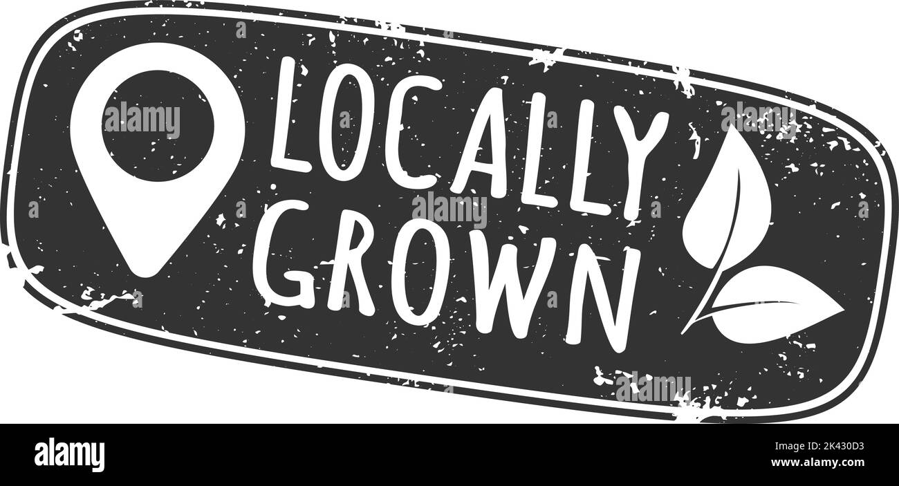 Étiquette ou timbre de CULTURE LOCALE grundy avec marqueur d'emplacement et feuille isolée sur fond blanc, illustration vectorielle Illustration de Vecteur