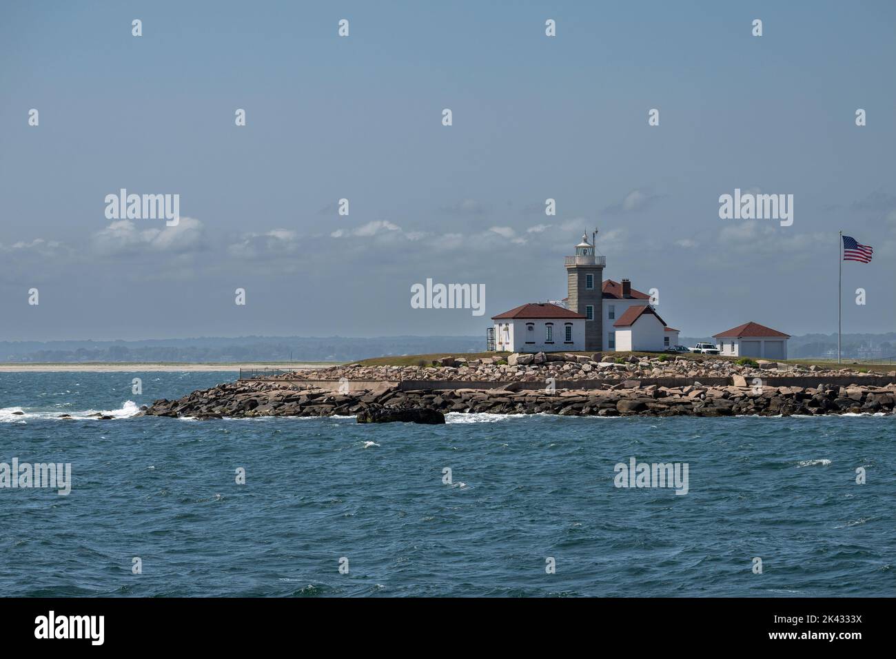 Watch Hill Lighthouse situé à Westerly, Rhode Island Banque D'Images