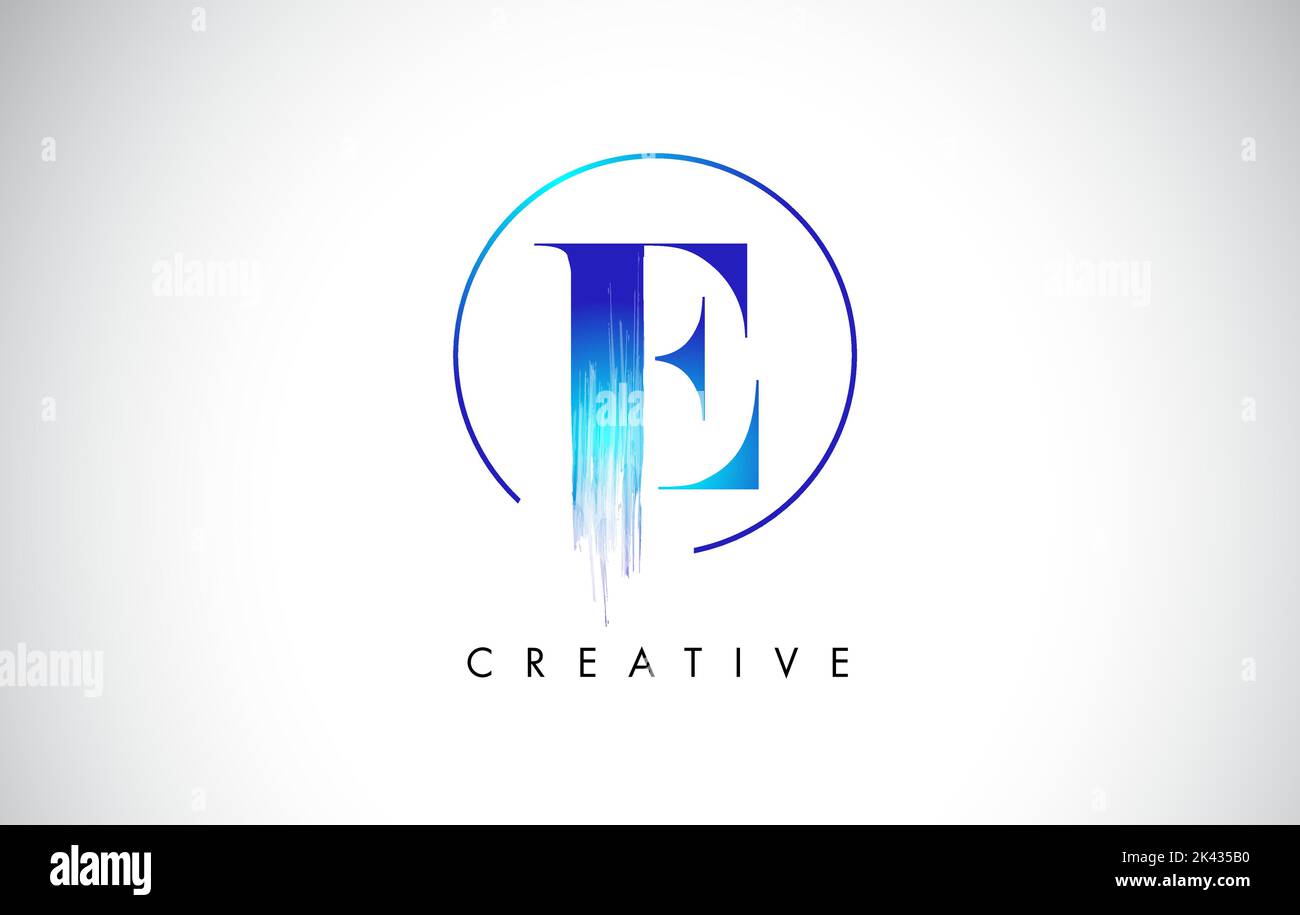 E forme de contour lettre logo. Logo Blue Paint, icône de l'outil de création de cercles et de vecteurs. Illustration de Vecteur