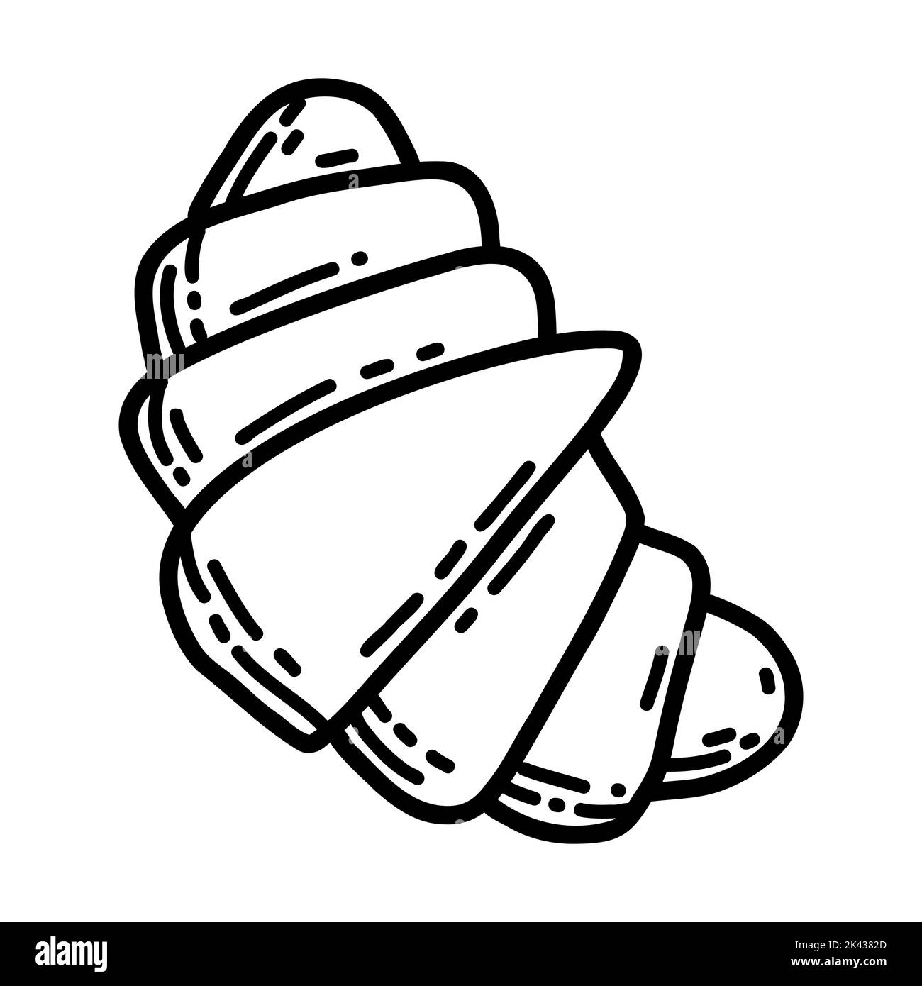 Croissant Doodle. Pâtisseries fraîches et délicieuses. Illustration linéaire vectorielle Illustration de Vecteur