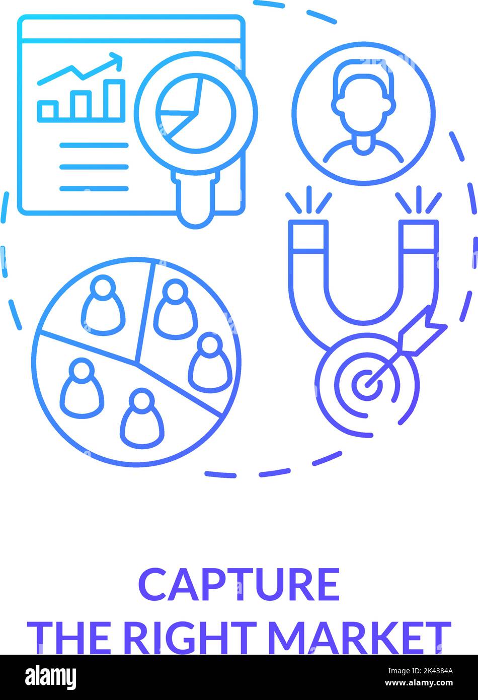Capture de l'icône de concept de gradient bleu du marché droit Illustration de Vecteur