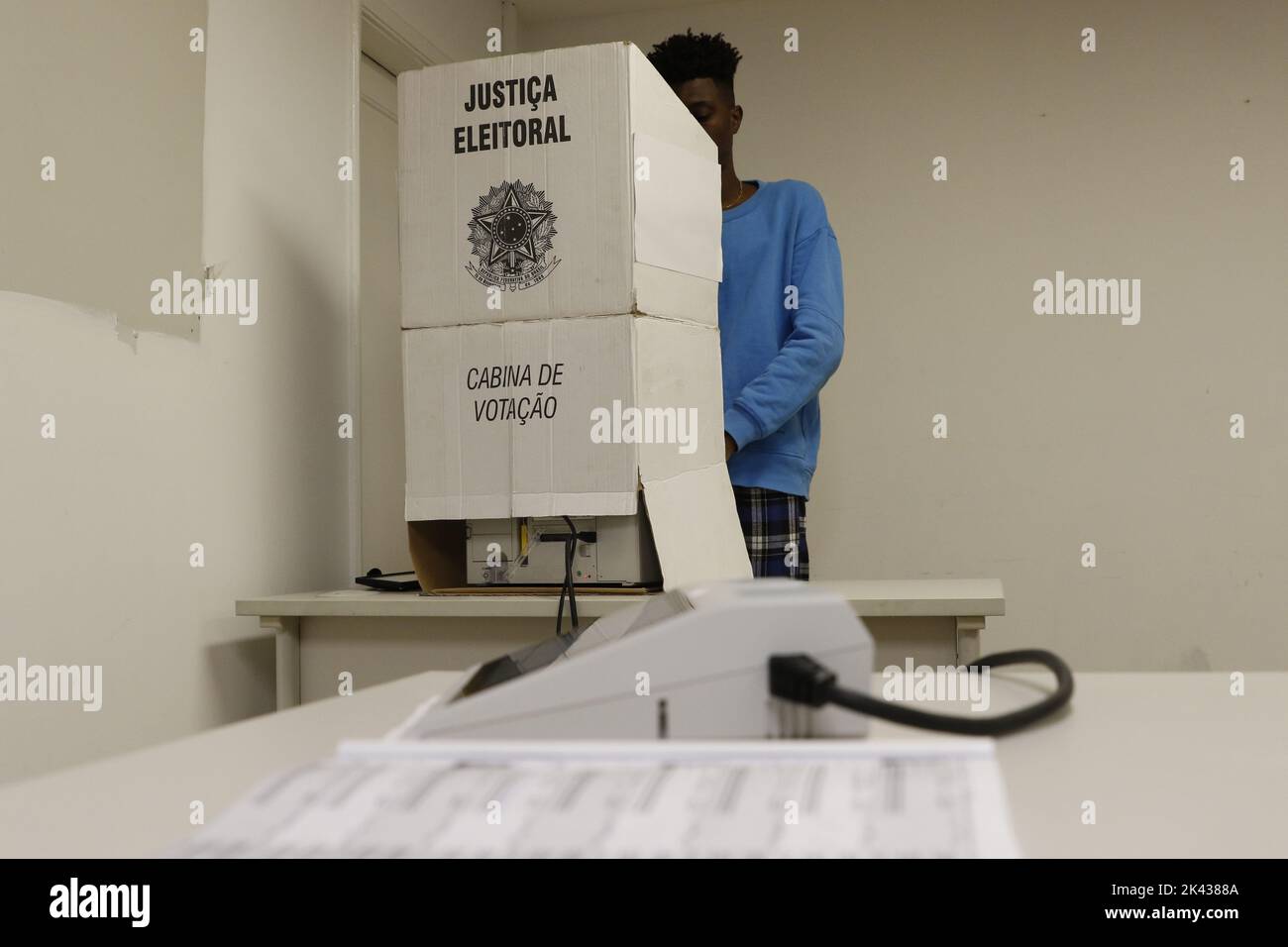 Urne électronique. Élections brésiliennes. Poste de vote numérique. Système de justice électorale, modèle de UE2020, élections présidentielles de 2022 Banque D'Images