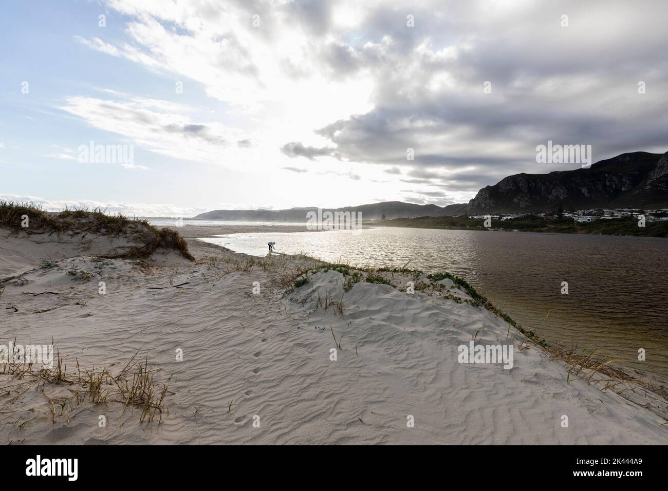 Afrique du Sud, Hermanus, sable et lagune sur la plage de Grotto Banque D'Images
