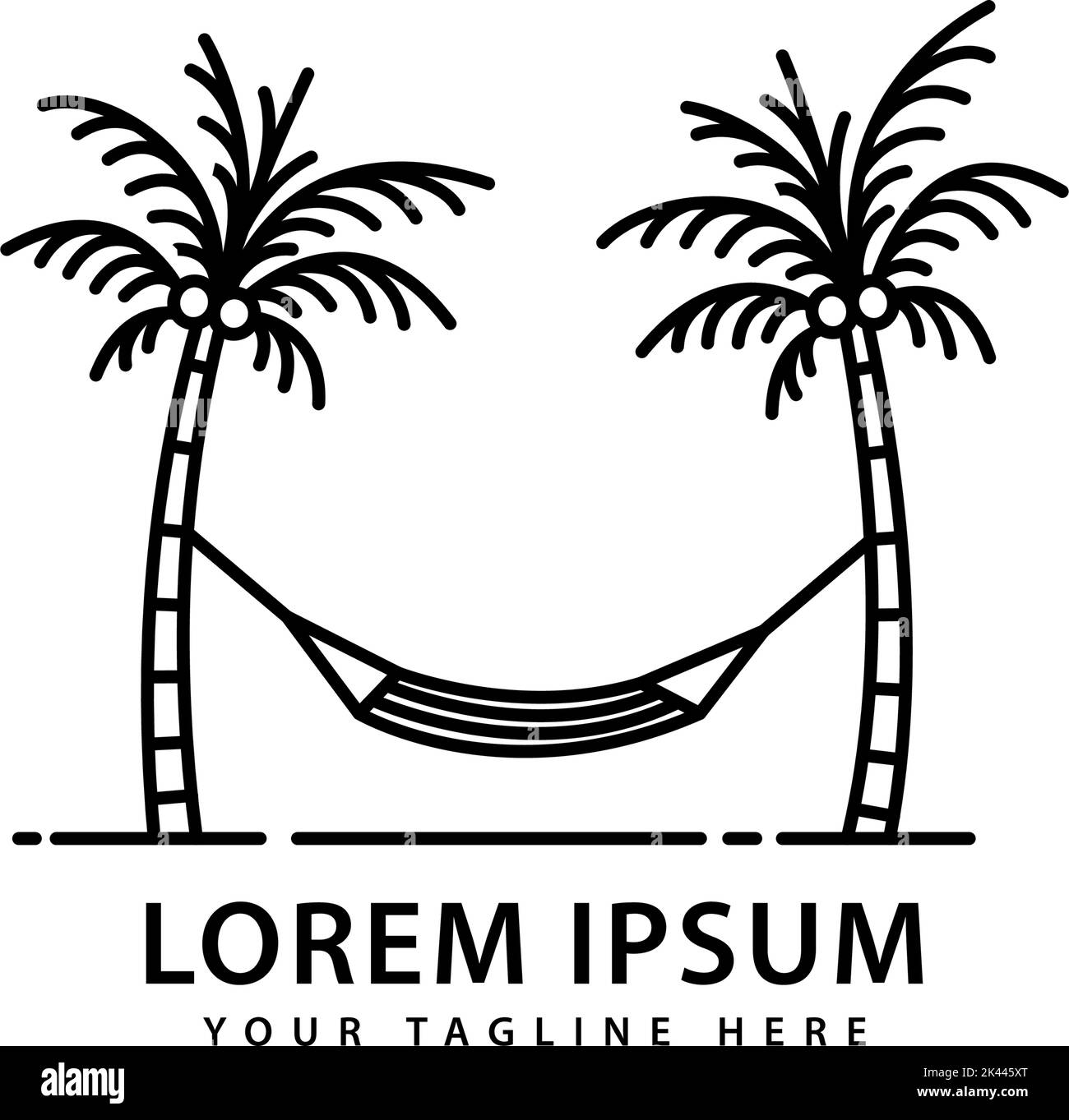 logo hamac avec palmiers extérieurs Illustration de Vecteur