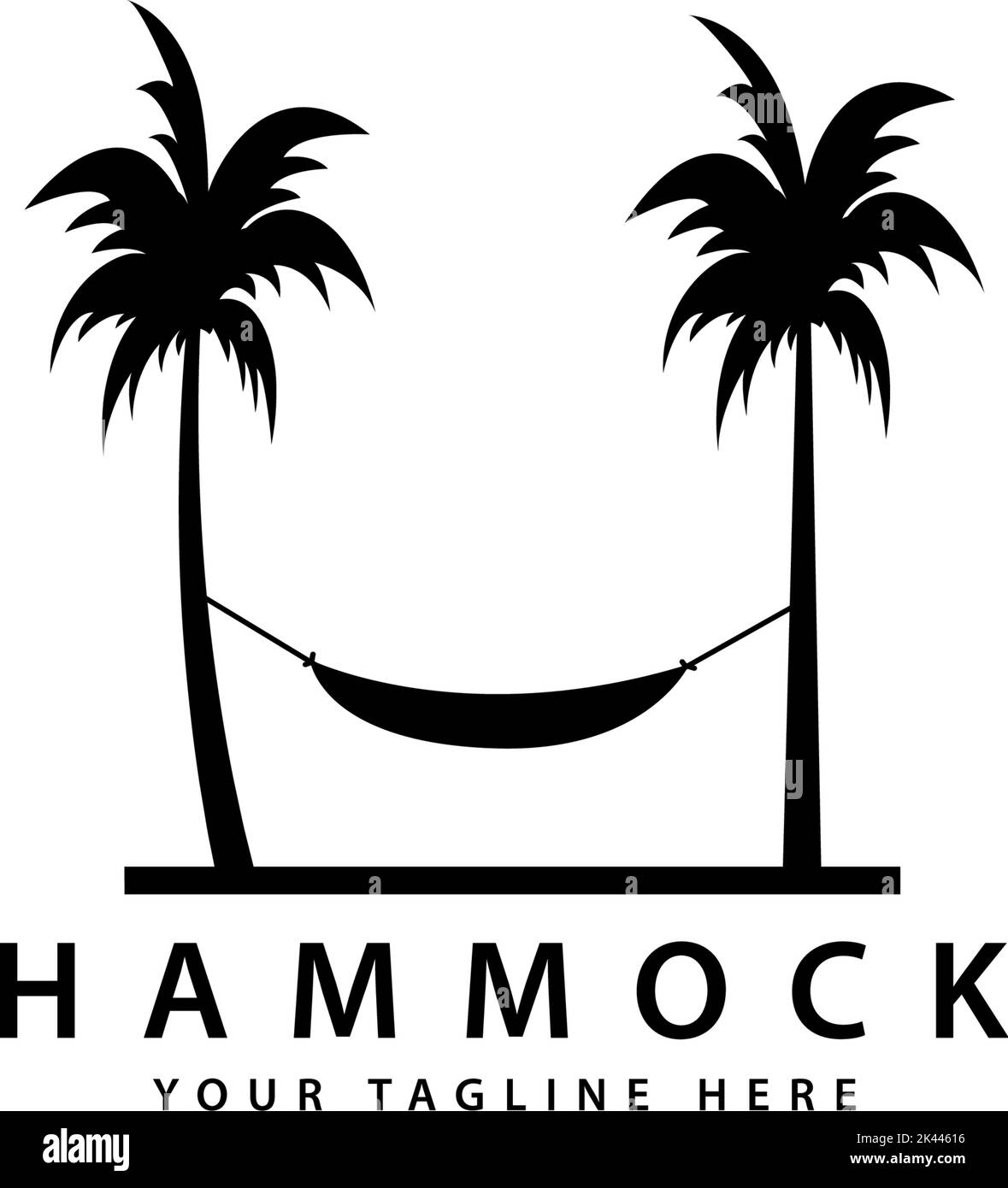 logo hamac avec palmiers extérieurs Illustration de Vecteur