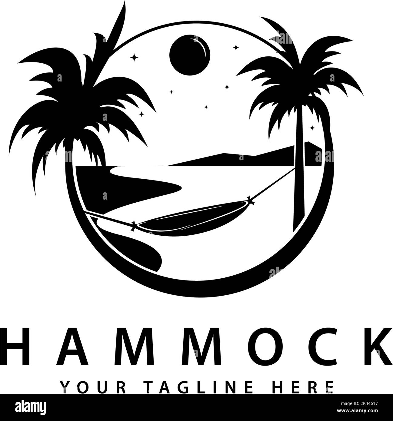 logo hamac avec palmiers extérieurs Illustration de Vecteur