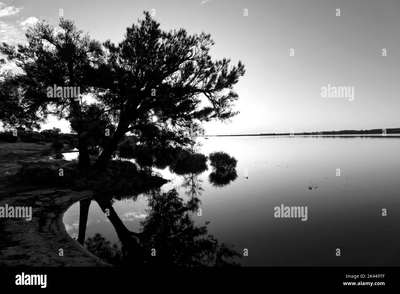 Lac Ninan lac salé au coucher du soleil, Wongan Hills, Australie occidentale Banque D'Images