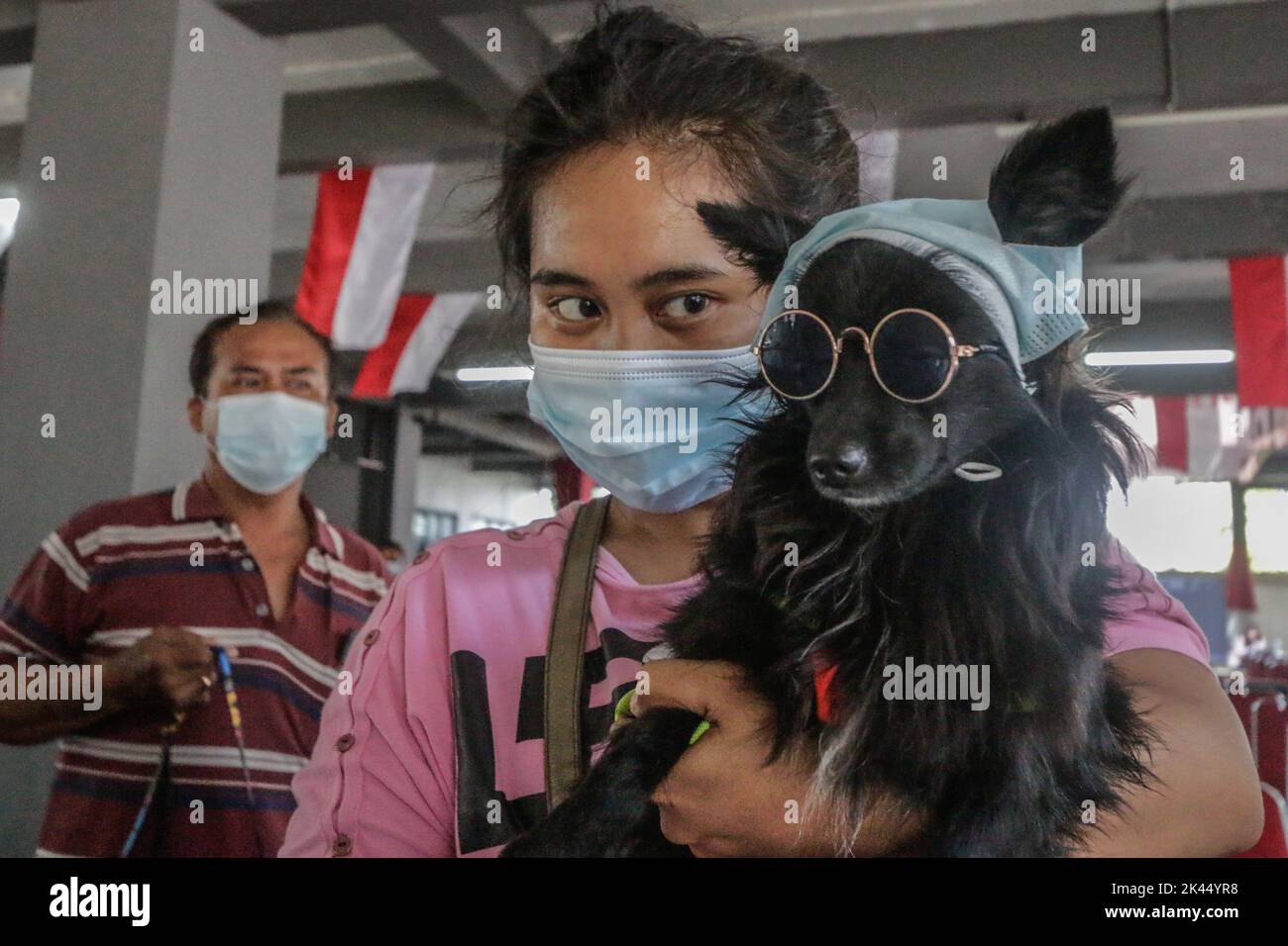 BOGOR, INDONÉSIE - 28 septembre 2022: animaux de compagnie dans la ville de Bogor, participant à des injections de vaccination contre la rage à la Journée mondiale de la rage, sur 28 septembre 2022 Banque D'Images