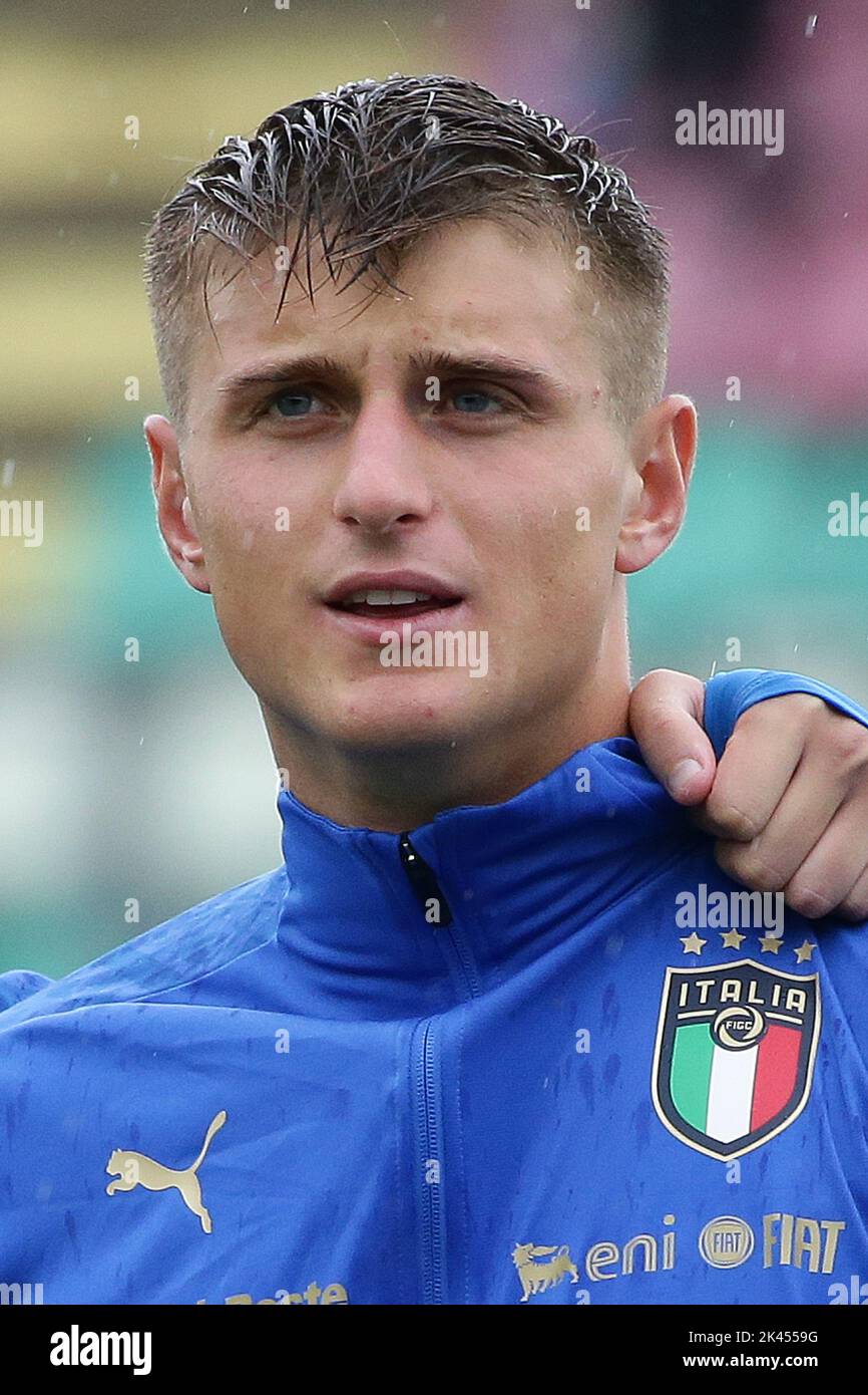 Lorenzo Colombo d'Italie U21 pendant le match international amical U-21 entre l'Italie U21 1-1 Japon U21 au Stadio Teofilo Patini sur 26 septembre 2022 à Castel di Sangro, Italie. (Photo par AFLO) Banque D'Images