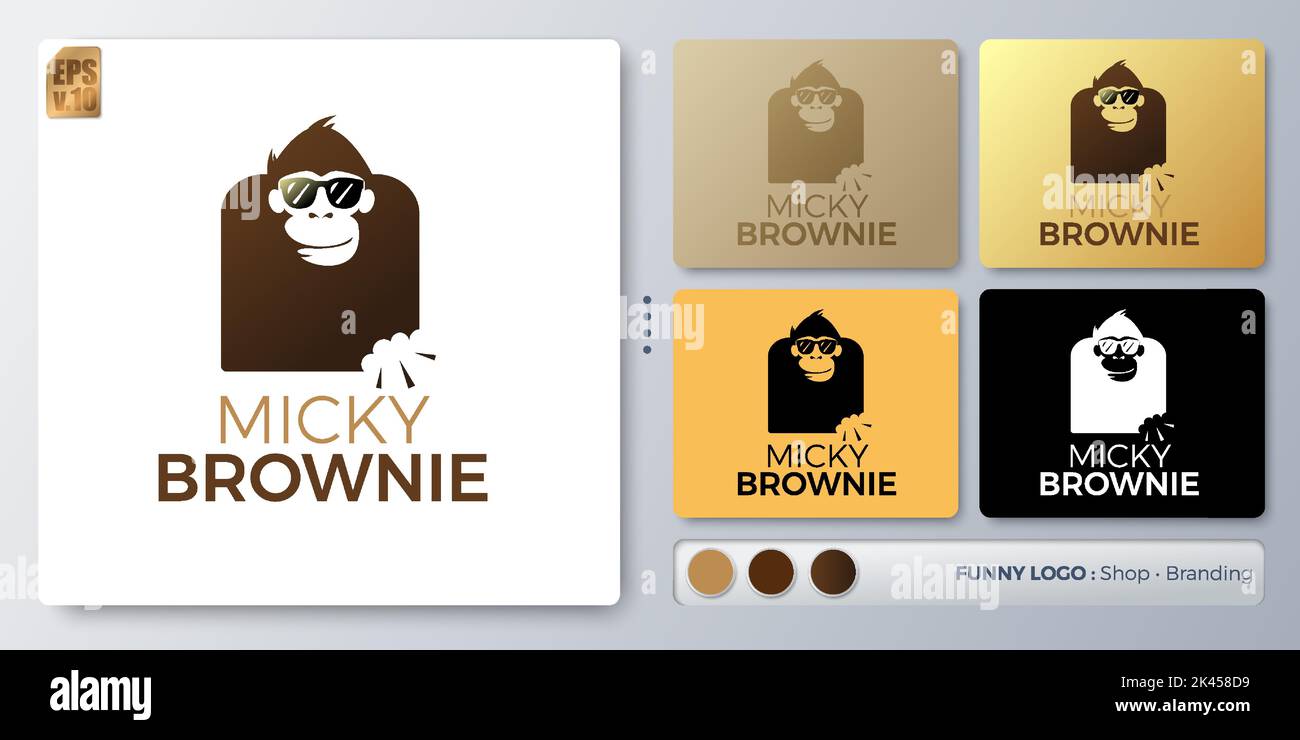 Illustration à motif vectoriel de brownie chimpanzé logo Design minimal. Nom vide pour insérer votre marquage. Conçu avec des exemples pour tous les types d'applications. Illustration de Vecteur