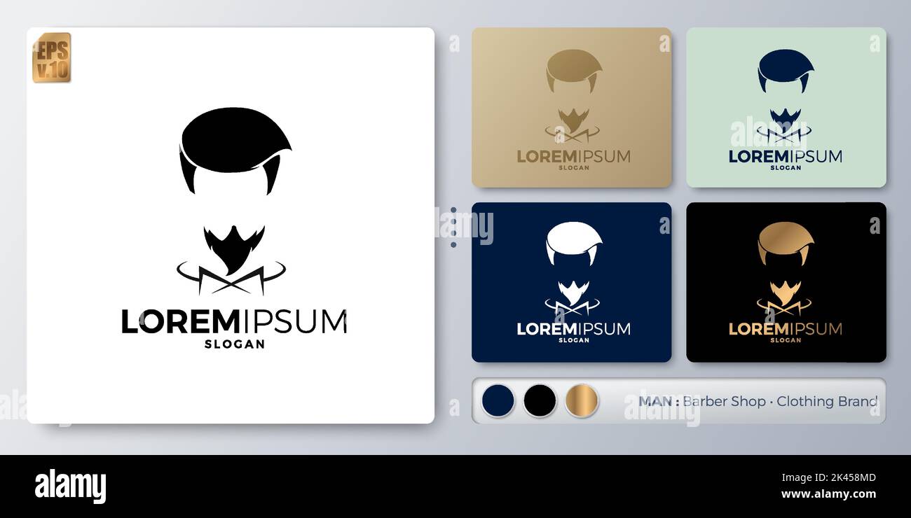 Homme style de cheveux vecteur illustration logo minimal. Nom vide pour insérer votre marquage. Conçu avec des exemples pour tous les types d'applications. Vous Illustration de Vecteur