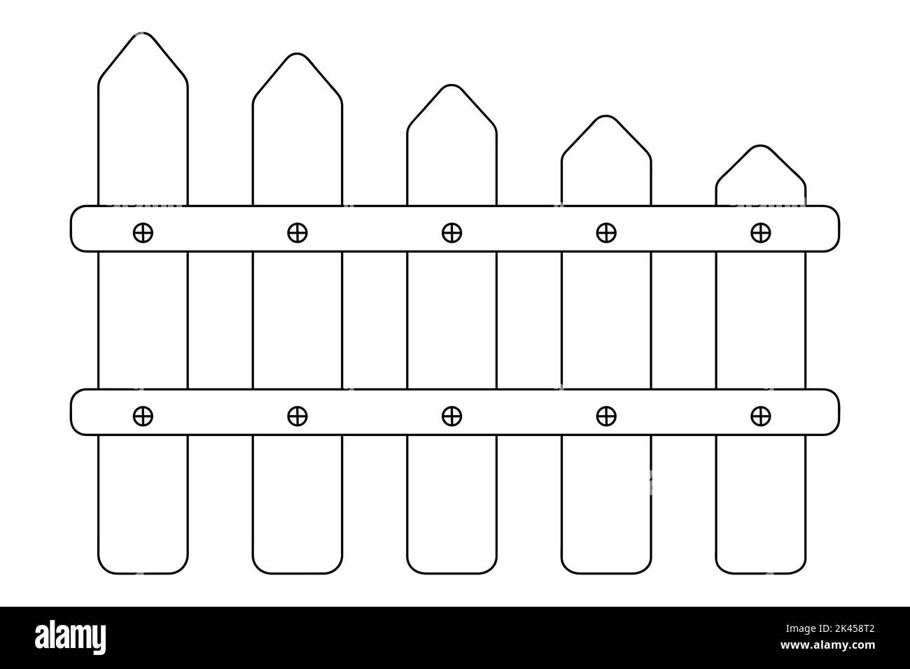 Clôture. Clôture en bois. Illustration vectorielle. Sur un arrière-plan blanc isolé. Style Doodle. Livre de coloriage pour enfants. Esquisse. Protection contre le vol. Illustration de Vecteur