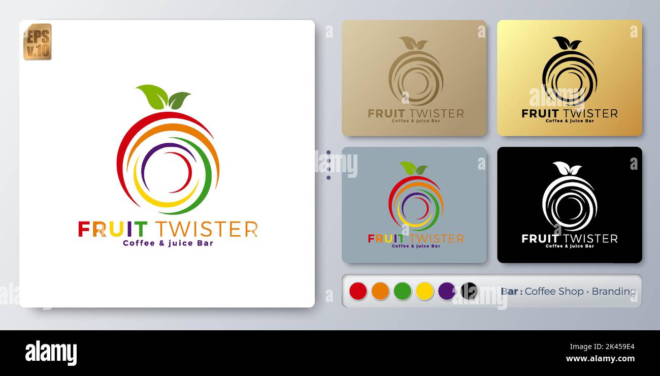 ILLUSTRATION vectorielle FRUIT Twister logo Design minimal. Nom vide pour insérer votre marquage. Conçu avec des exemples pour tous les types d'applications. Vous Illustration de Vecteur