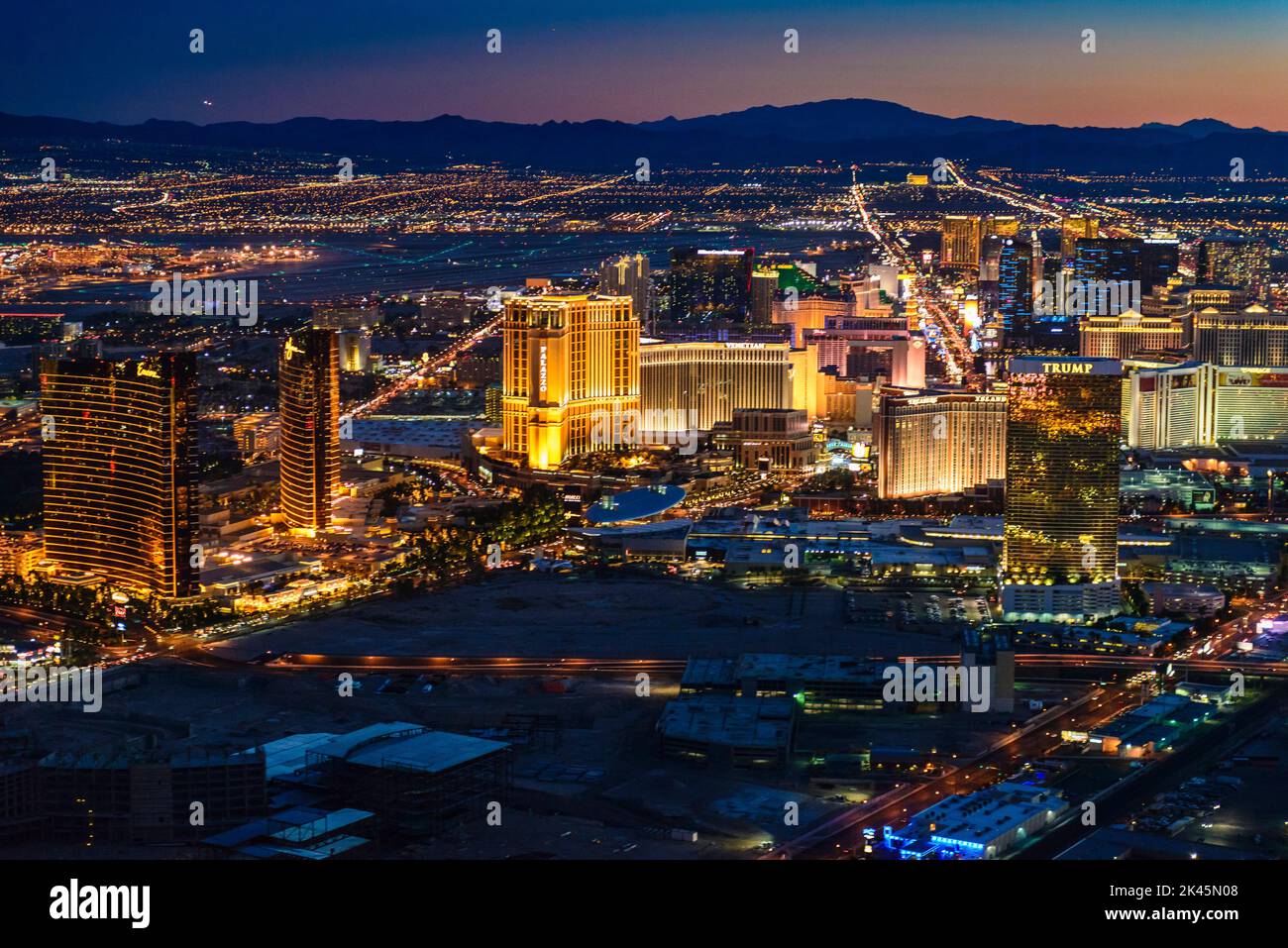 Le paysage urbain de Lask Vegas au crépuscule. Banque D'Images
