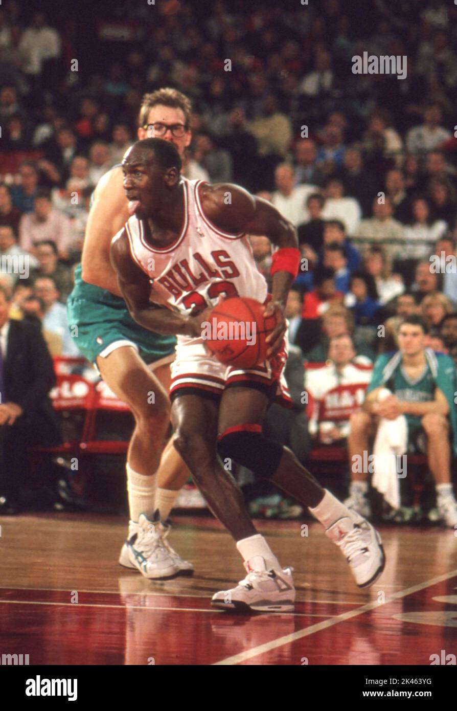 La superstar de la NBA Michael Jordan des Chicago Bulls Banque D'Images