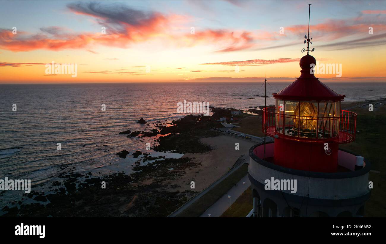 phare de Leca da Palmeira, Matosinhos. Banque D'Images