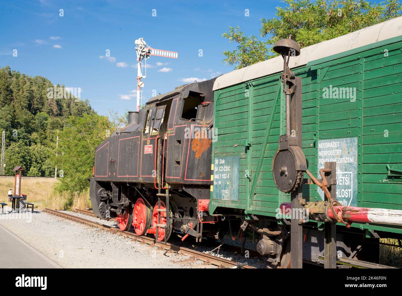 Musée ferroviaire en plein air Lupene, République tchèque 24th juillet 2022. Bicykle paht allong ancien chemin de fer Banque D'Images