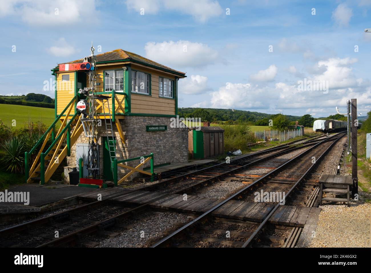 Signal sur une gare Dorset angleterre uk transport Banque D'Images