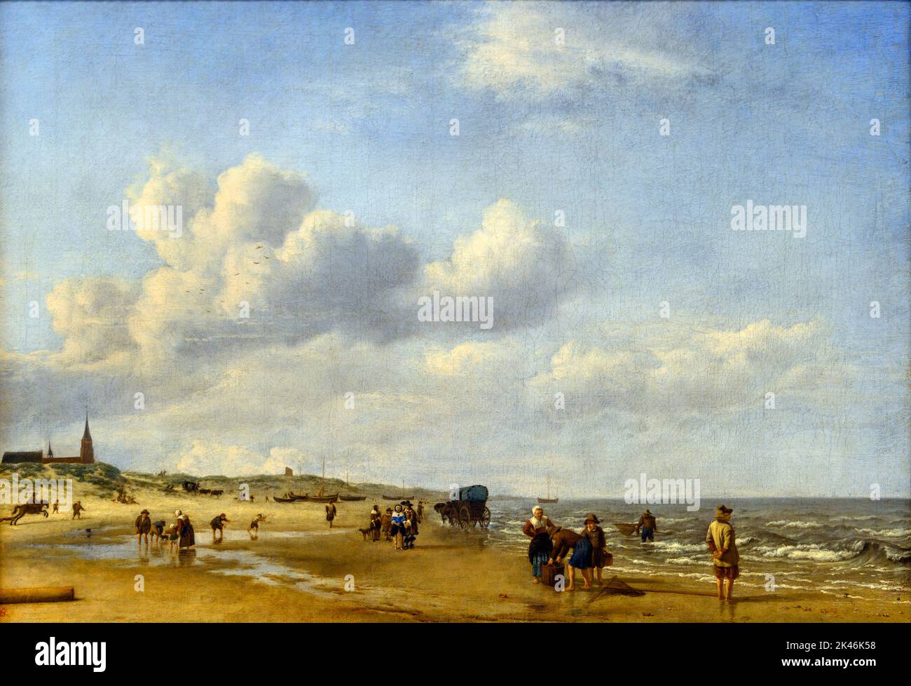 La plage de Scheveningen par l'artiste néerlandais Adriaen van de Velde (1636-1672), 1658 Banque D'Images