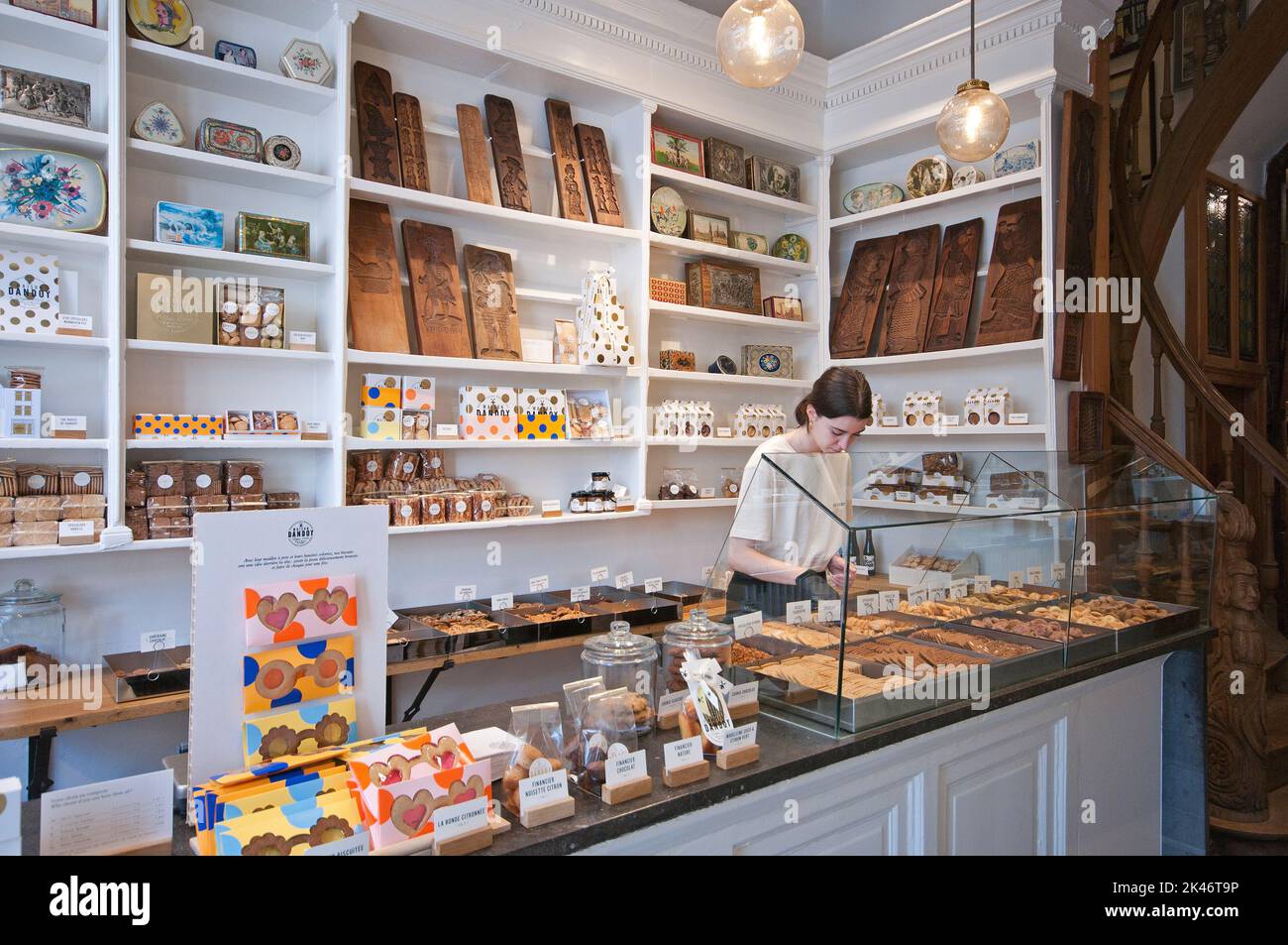 Boutique de confiserie Maison J. Dandoy (rue au beurre 31), Bruxelles, Belgique Banque D'Images