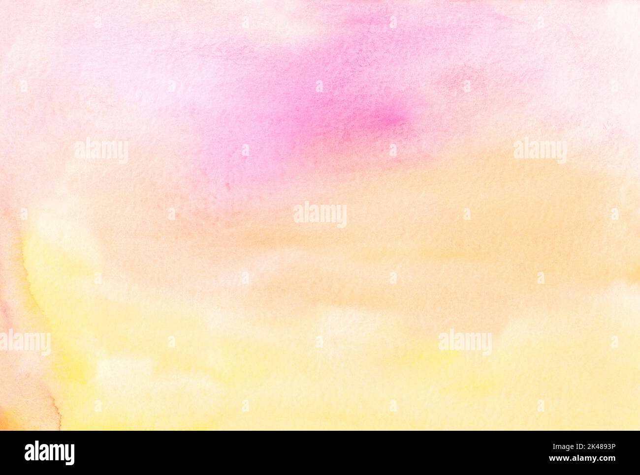Aquarelle fond jaune clair, orange et rose. Papier peint couleur pêche flou, peint à la main. Aquarelle multicolore toile de fond claire et douce, taches Banque D'Images