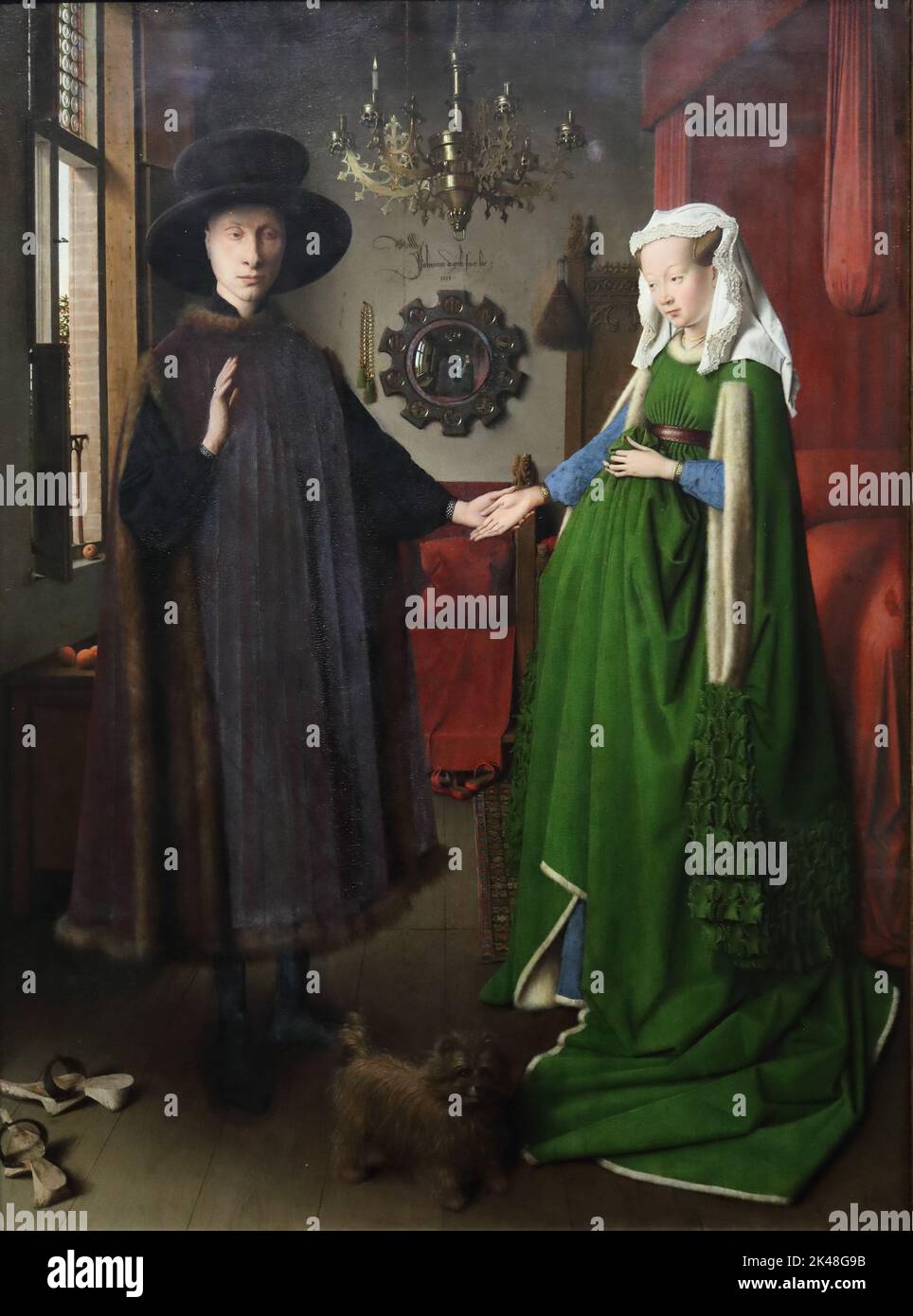 Le portrait d'Arnolfini par le peintre néerlandais Jan van Eyck à la National Gallery, Londres, Royaume-Uni Banque D'Images