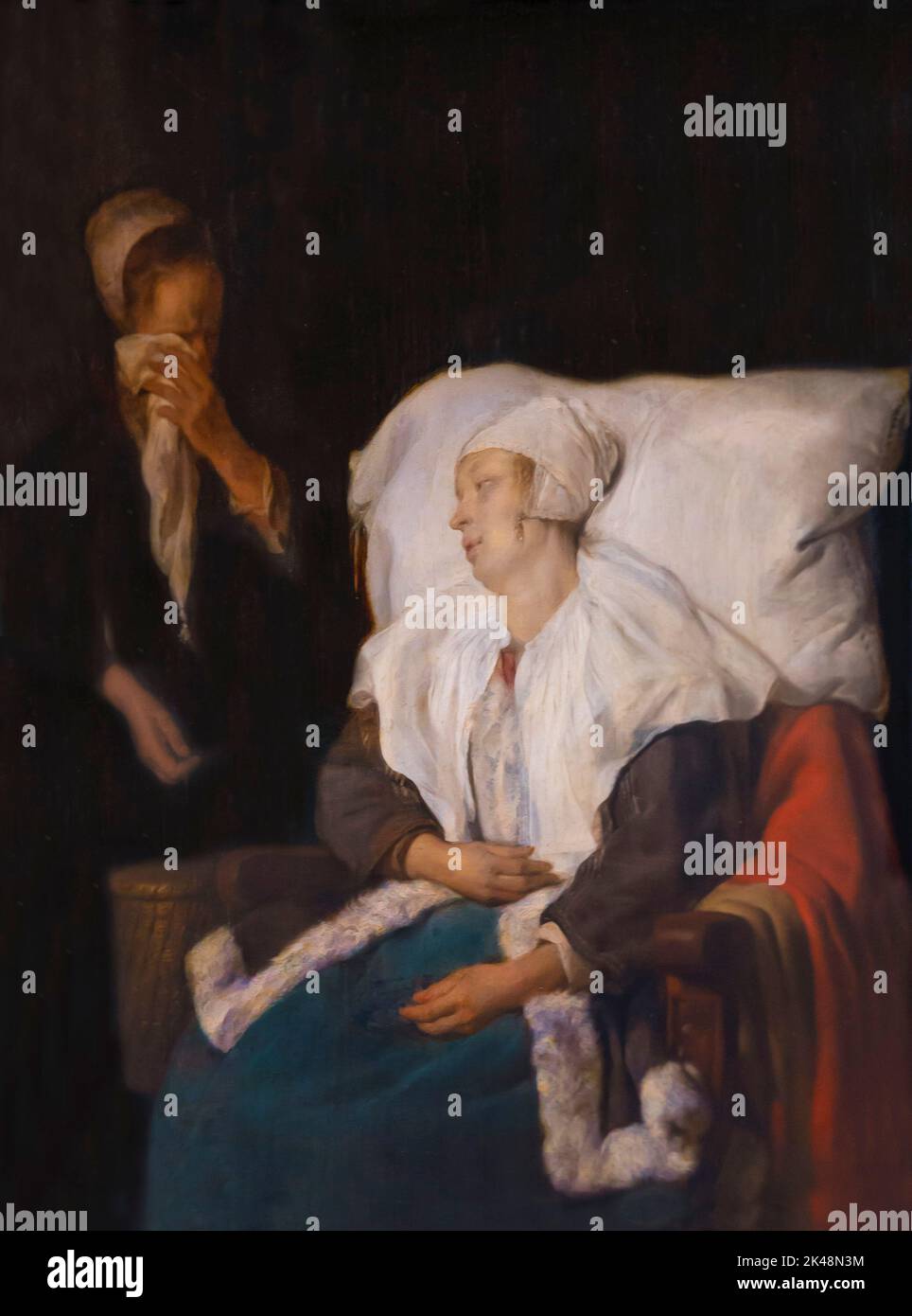 La malade, Gabriel Metsu, vers 1658-1659, Gemaldegalerie, Berlin, Allemagne, Europe Banque D'Images