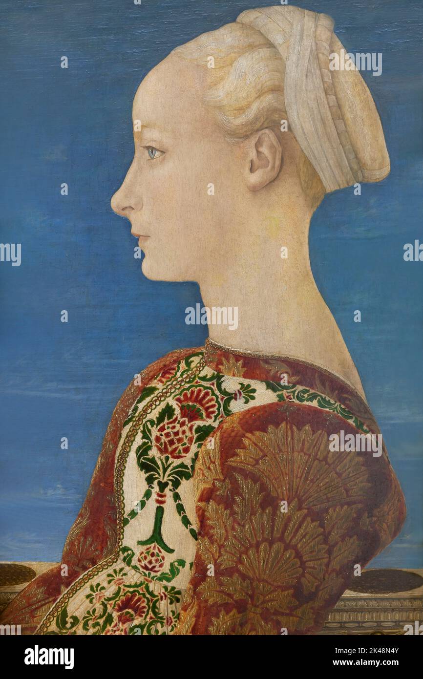 Portrait d'une jeune femme, Portrait d'une jeune dame, Piero del Pollaiuolo, vers 1465, Gemaldegalerie, Berlin, Allemagne, Europe Banque D'Images