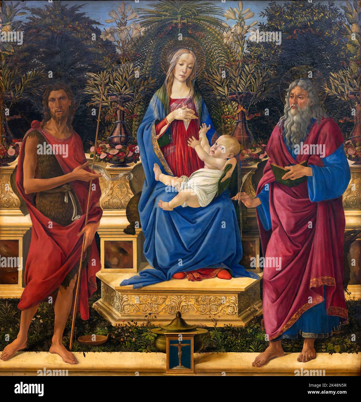 The Virgin and Child Enthroned, retable Bardi, Sandro Botticelli, 1484-1485, Gemaldegalerie, Berlin, Allemagne, Europe Banque D'Images