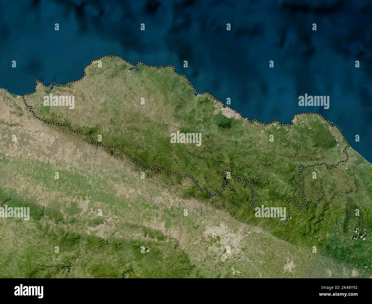 Puerto Plata, province de la République dominicaine. Carte satellite basse résolution Banque D'Images