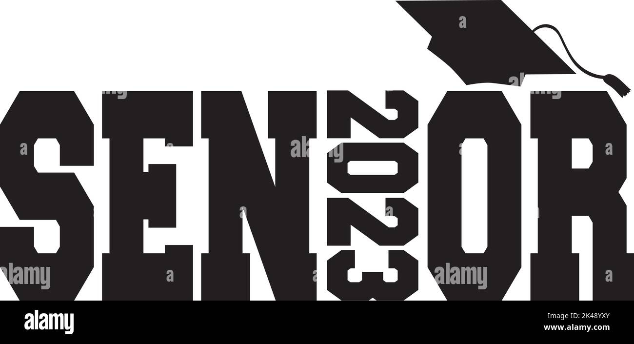 Logo Senior 2023 BW avec capuchon Illustration de Vecteur