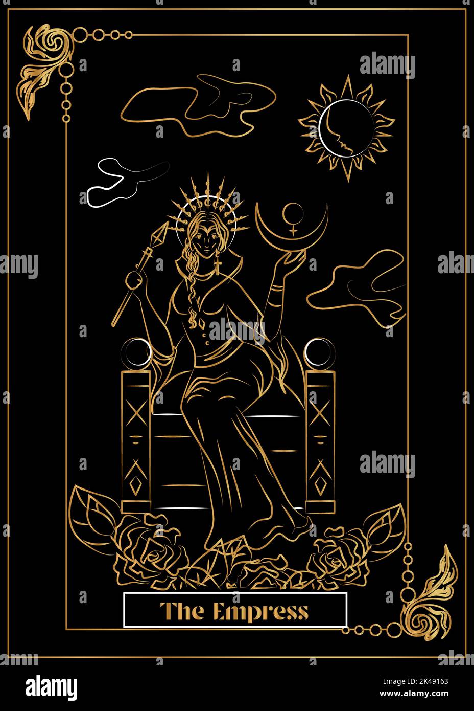 L'illustration - carte pour tarot - l'Empress. Illustration de Vecteur