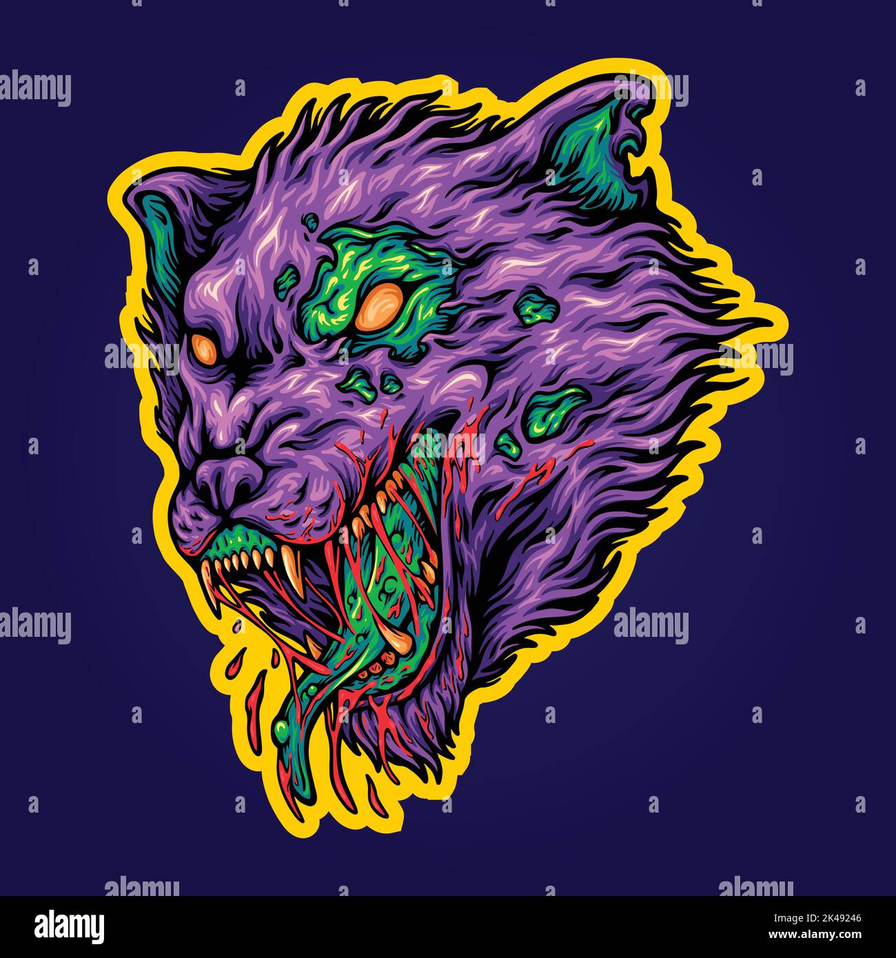 Illustrations vectorielles de monstre à tête de loup-garou effrayante pour votre logo de travail, t-shirt de marchandise, autocollants et dessins d'étiquettes, affiche Illustration de Vecteur