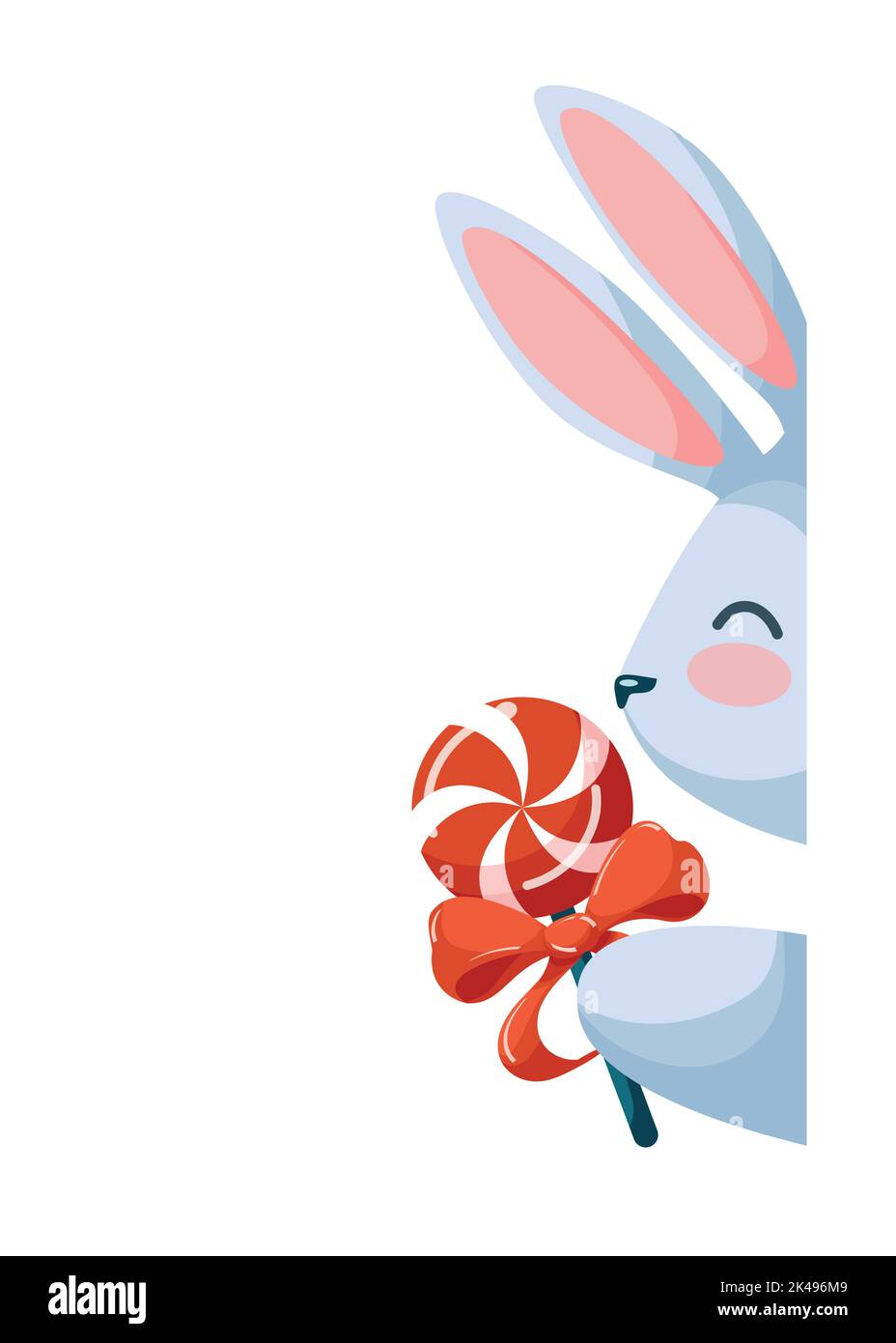 Funny Happy Bunny tient rouge vif blanc Lollipop Illustration de Vecteur