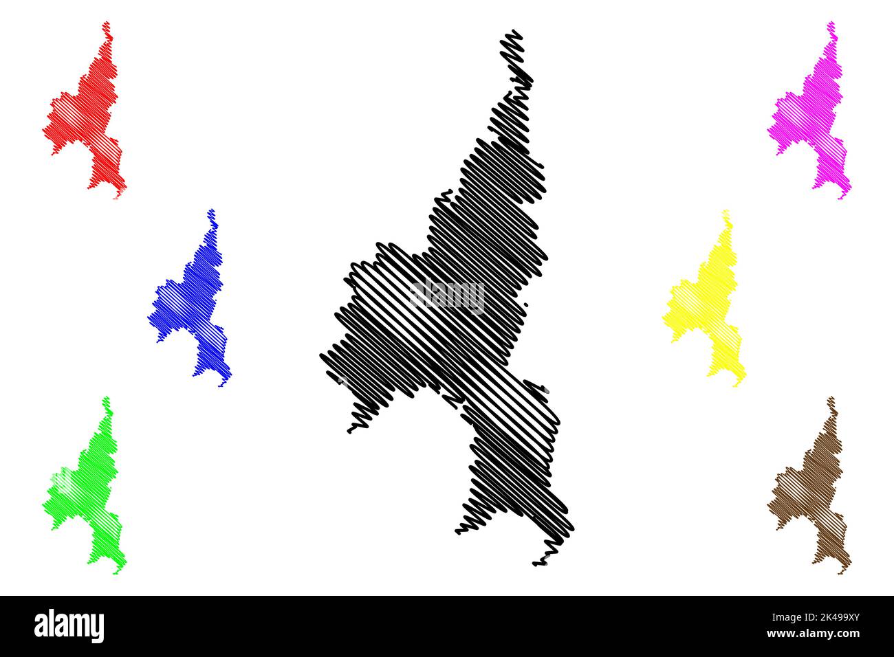 Carte des îles CAL (Archipel de Madère, Portugal, République portugaise) illustration vectorielle, croquis de scribble carte de Cal Islet ou d'Ilheu de Baixo Illustration de Vecteur