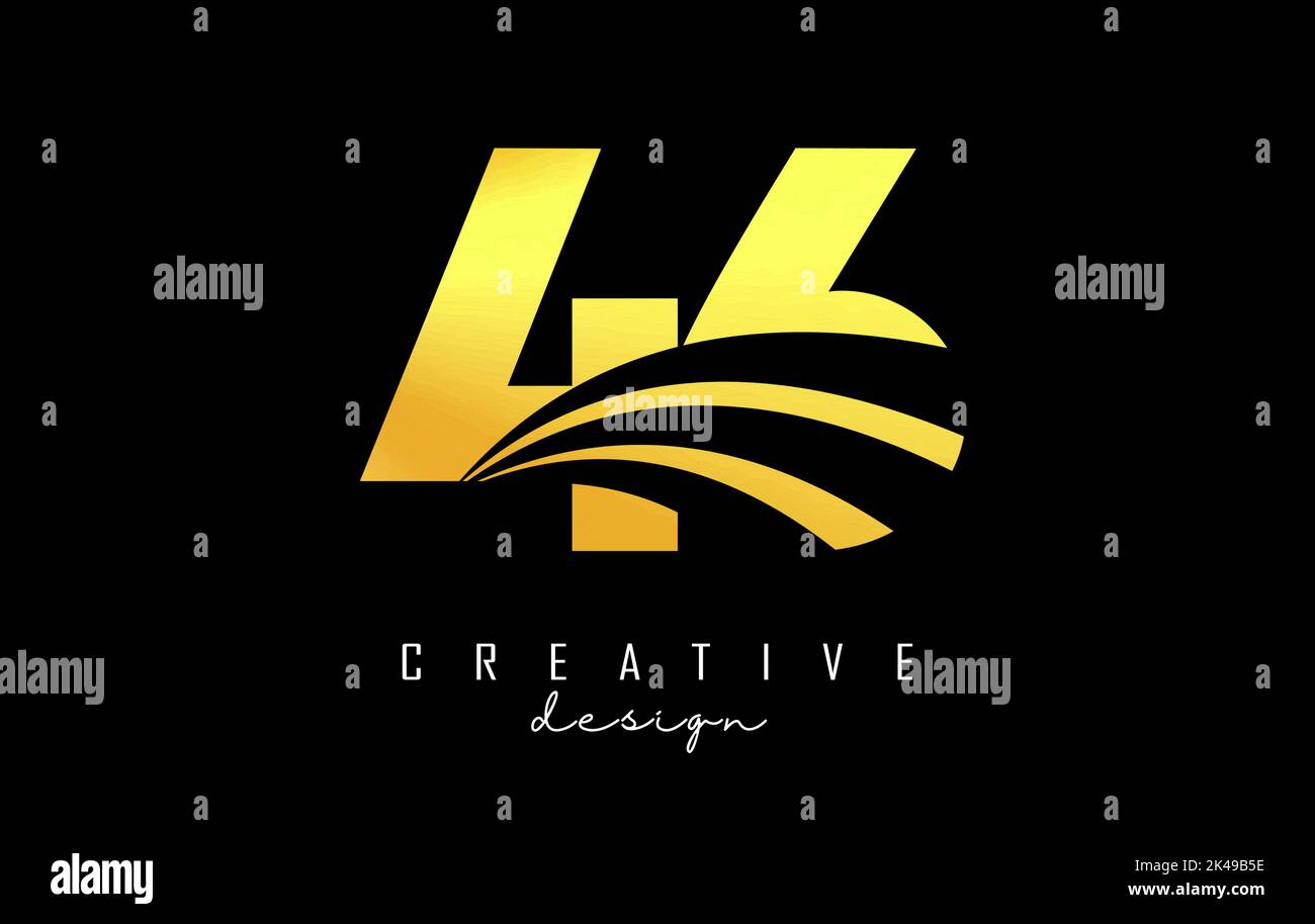 Logo Golden Creative numéro 46 4 6 avec lignes de pointe et design Road concept. Nombre avec conception géométrique. Illustration vectorielle avec nombre et créat Illustration de Vecteur