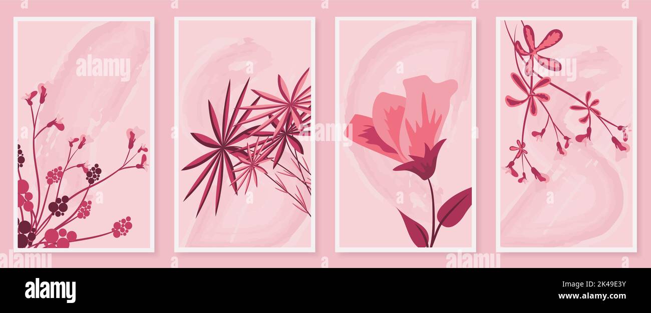 Ensemble d'œuvres d'art abstraites murales. Illustration vectorielle en design scandinave Illustration de Vecteur