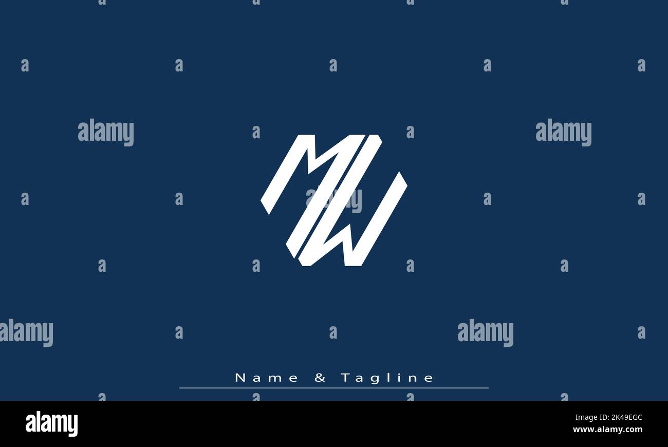 Lettres de l'alphabet initiales Monogram logo MW , WM Illustration de Vecteur
