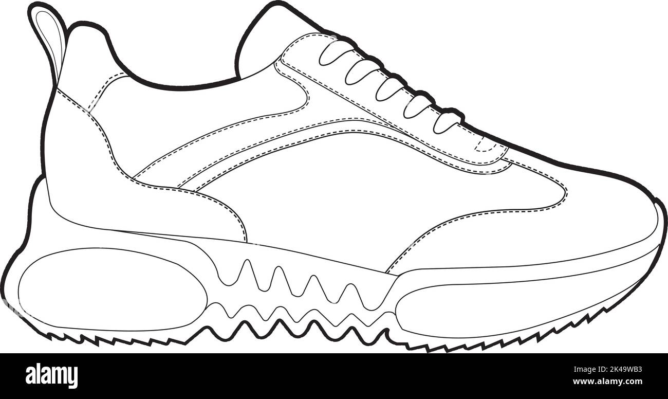 Une esquisse de chaussure sur un fond blanc Illustration de Vecteur